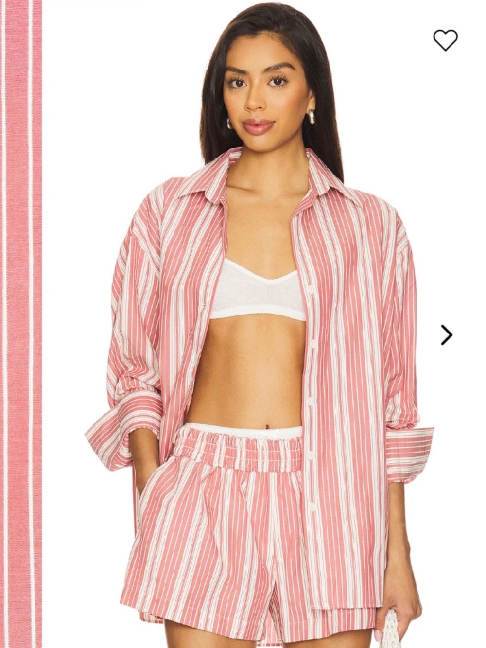 FAITHFULL THE BRAND Capri Shirt Long Sleeve Button Up Cherry Stripe SZ XL